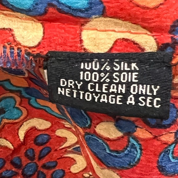 Tolani Silk Tunic Shift Dress Coverup Size 1X Orange Olive Floral Boho - Picture 5 of 5